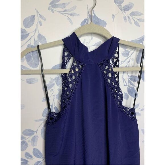 Lulus Navy Halter Lace Swing Dress Size XS - Picture 6 of 9